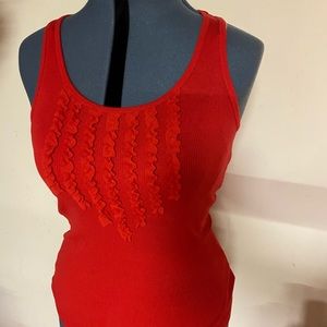 New Old Navy Red Stretch ribbed razor-back Tank top with ruffles Size: S